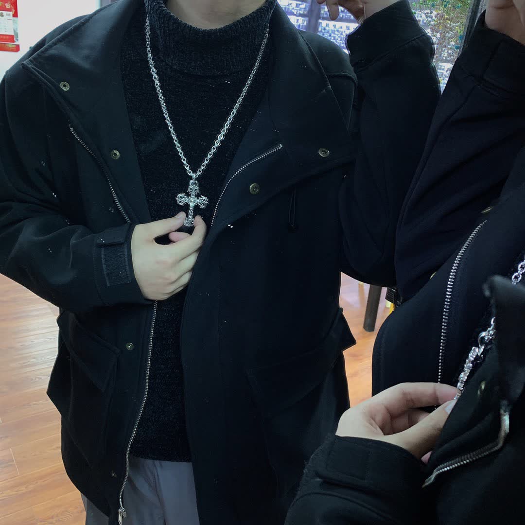 Chrome Hearts Silver Cross Pendant Necklace